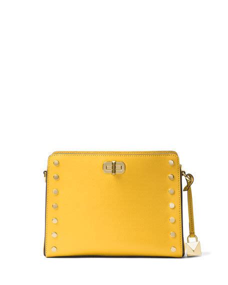 Michael Kors Sylvie Stud Sunflower Leather Messenger Bag 